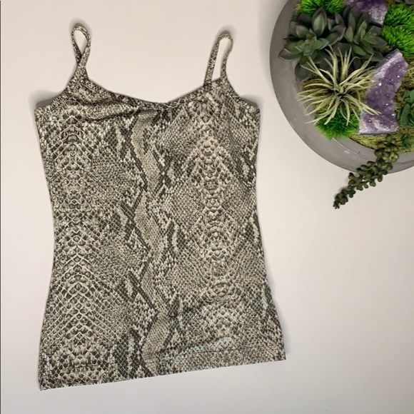 H&M Olive Snakeskin print women’s slinky tank top size small mob wife - Picture 3 of 6